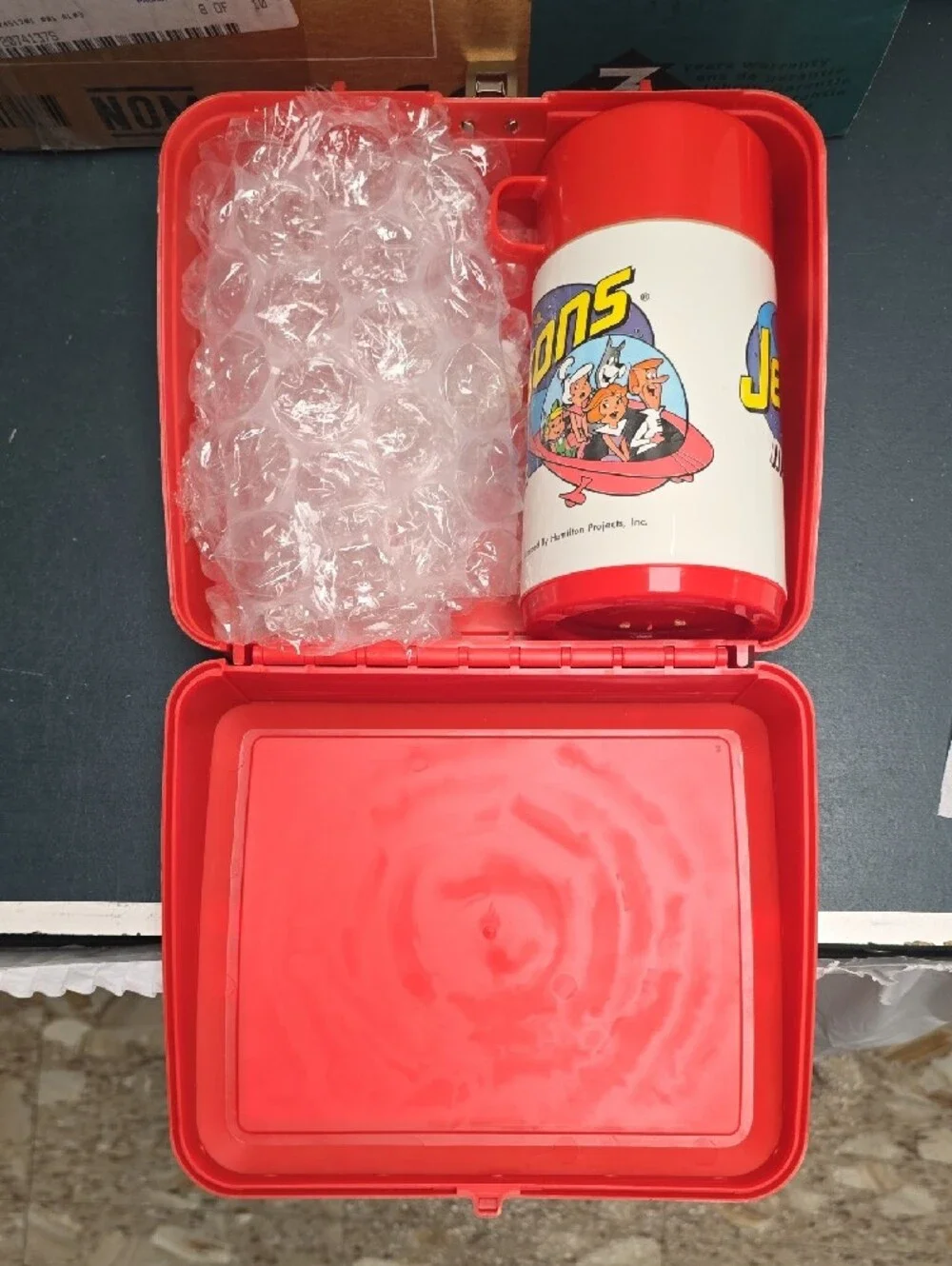 Vintage Jetsons The Movie Red Kids Lunchbox 1990 Aladdin Brand
